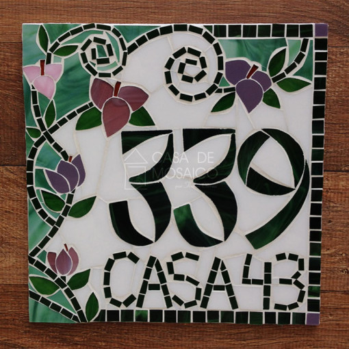Número em mosaico para residência (25X25 cm)