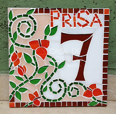 Número em mosaico para residência (20×20 cm)