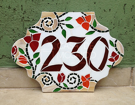 Número em mosaico para residência (31,5 X 22,5 cm)
