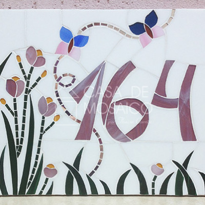 Número em mosaico para residência (30x35 cm)