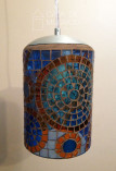 Luminária pendente em mosaico de vidro azul e marrom