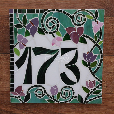 Número em mosaico para residência (25×25 cm)