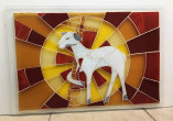 Painel de mosaico com símbolo eucarístico do Cordeiro