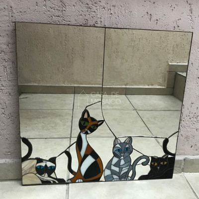 Espelho de gatos de mosaico