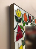 Espelho retangular com borda em mosaico de primavera