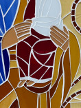 Quadro em mosaico de São José e Menino Jesus