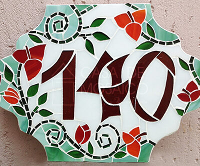 Número em mosaico para residência (31,5x22,5 cm)