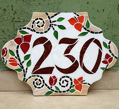 Número em mosaico para residência (31,5x22,5 cm)