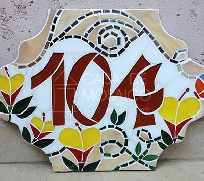 Número em mosaico para residência (31,5x22,5 cm)