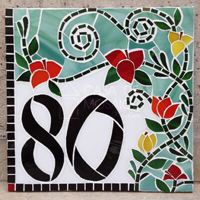 Número em mosaico para residência (25x25 cm)