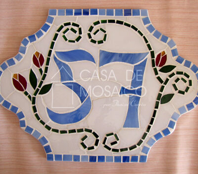 Número em mosaico para residência (31,5x22,5 cm)