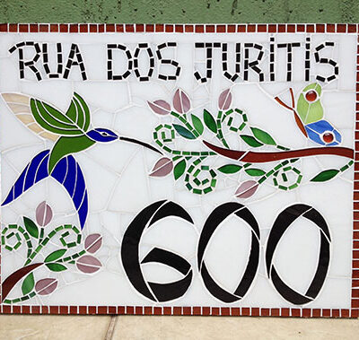 Número em mosaico para residência (45x35 cm)