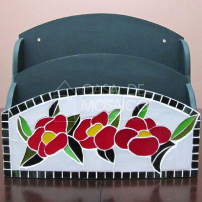 Porta-cartas organizador com flores de mosaico