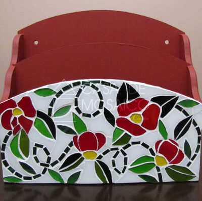 Porta-cartas organizador com flores de mosaico